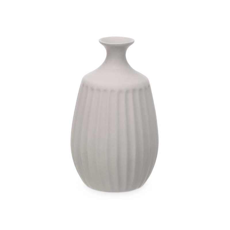 VASE CERAMIQUE GOULOT ÉTROIT 31 CM GRIS