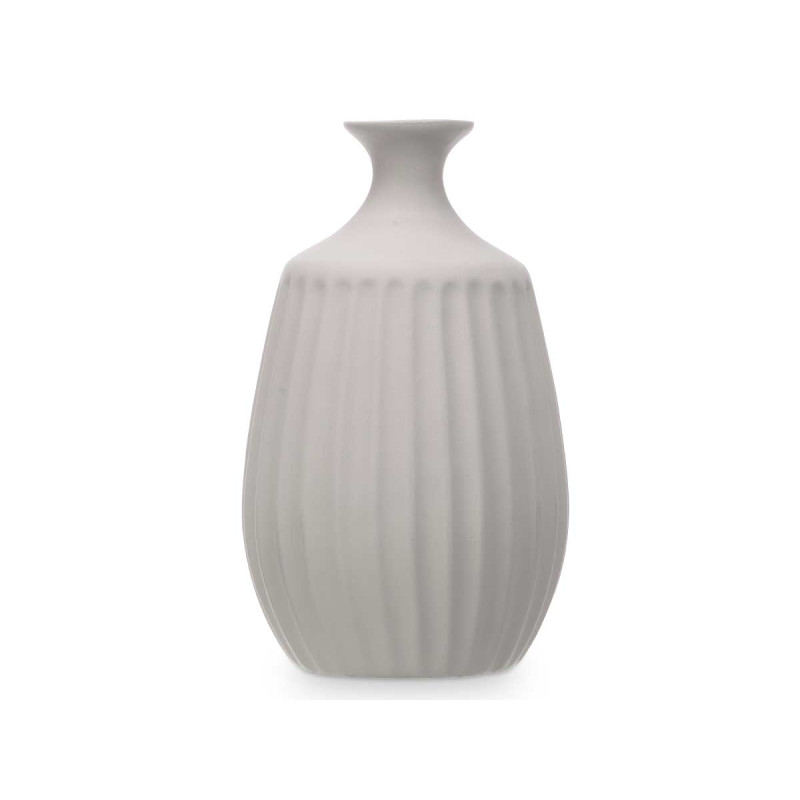 VASE CERAMIQUE GOULOT ÉTROIT 31 CM GRIS