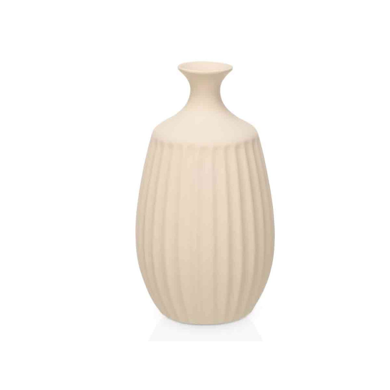 VASE CERAMIQUE GOULOT ÉTROIT 39CM BEIGE