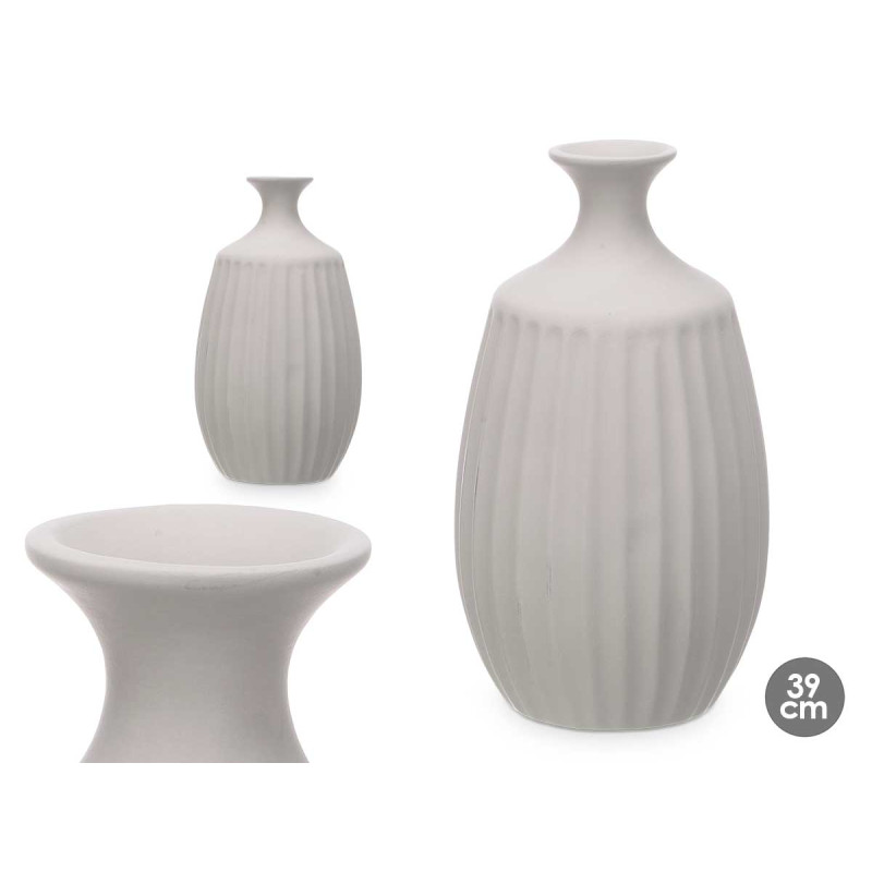 CERAMIC VASE NARROW NECK 39CM GREY
