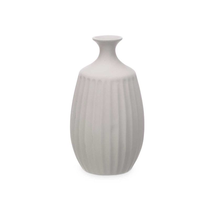 VASE CERAMIQUE GOULOT ÉTROIT 39CM GRIS