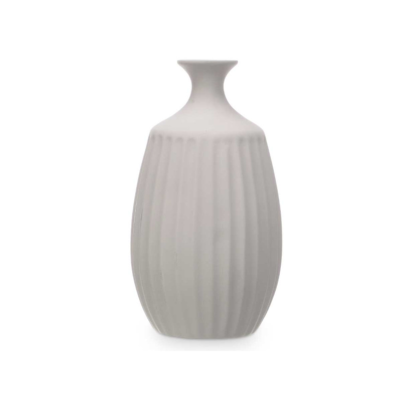 VASE CERAMIQUE GOULOT ÉTROIT 39CM GRIS