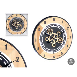 RELOJ PARED ENGRANAJE MADERA 40 CM