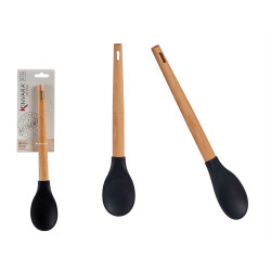 CUCHARA SILICONA MANGO MADERA DE HAYA 30CM