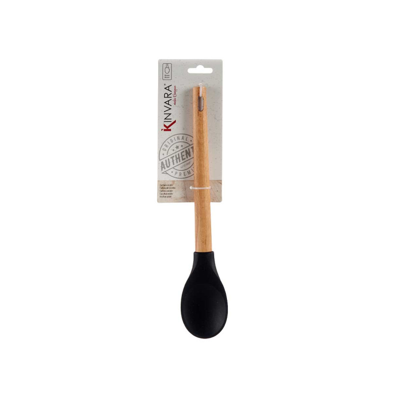 CUCHARA SILICONA MANGO MADERA DE HAYA 30CM