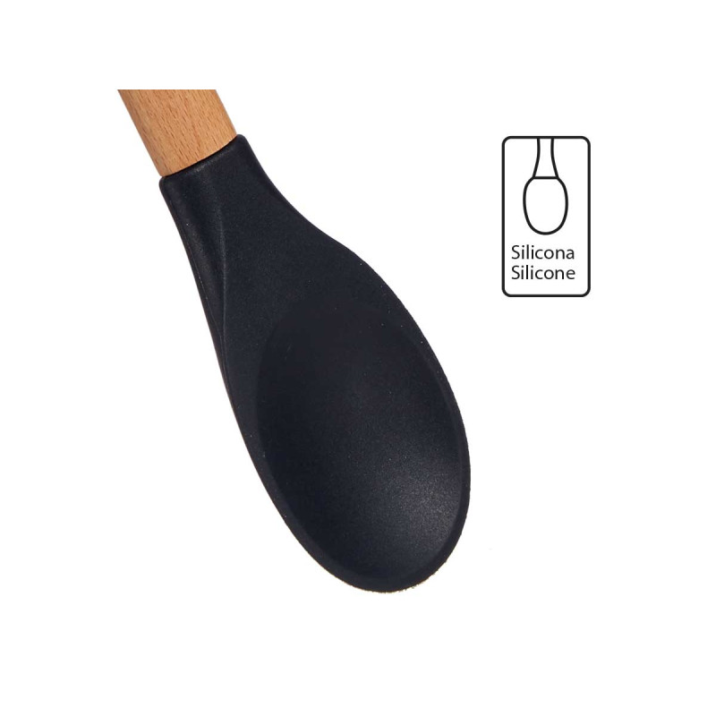 CUCHARA SILICONA MANGO MADERA DE HAYA 30CM
