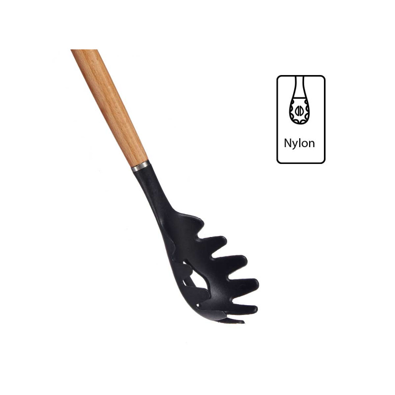 32CM NYLON  HANDLE BEECH WOOD PASTA SERVER 