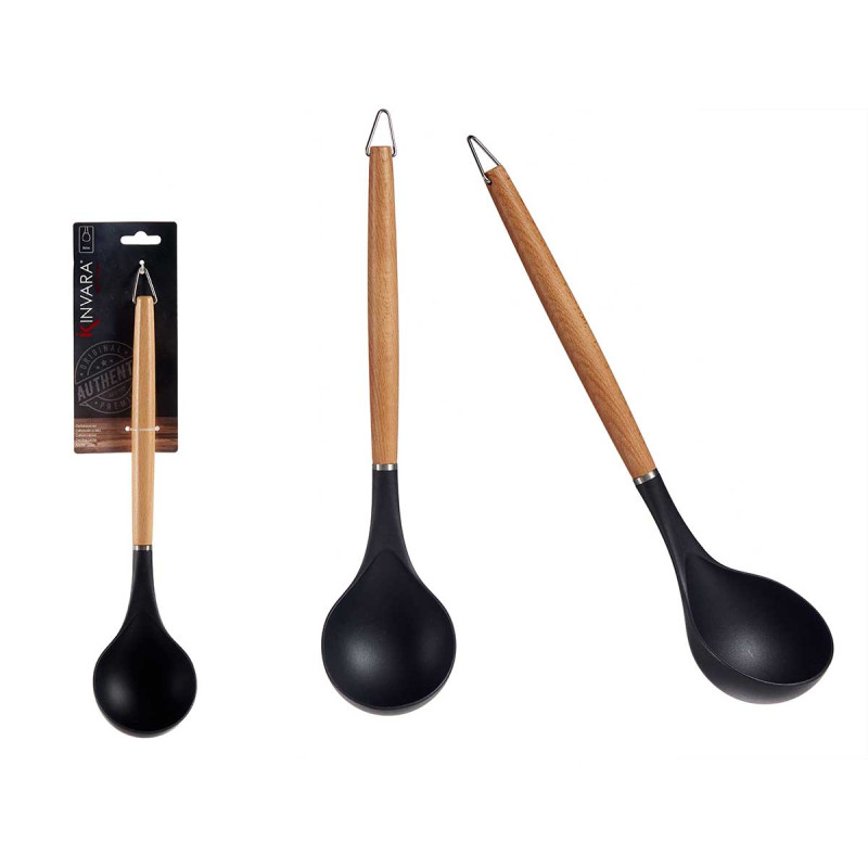 CUCCHIAIO NYLON MANICO DI LEGNO IN FAGGIO 32,5CM
