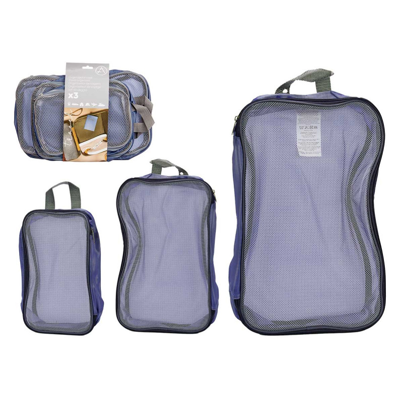 SET 3 BOLSAS VIAJE GRIS