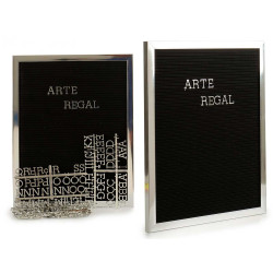 PANNELLO NERO CORNICE ARGENTO LETTERE AR