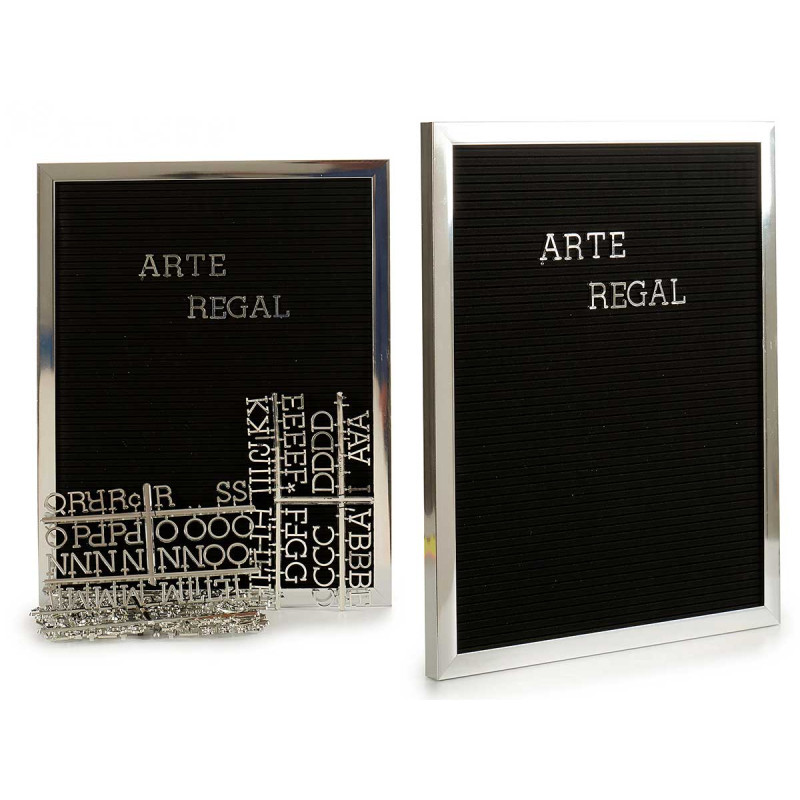 PANNELLO NERO CORNICE ARGENTO LETTERE AR