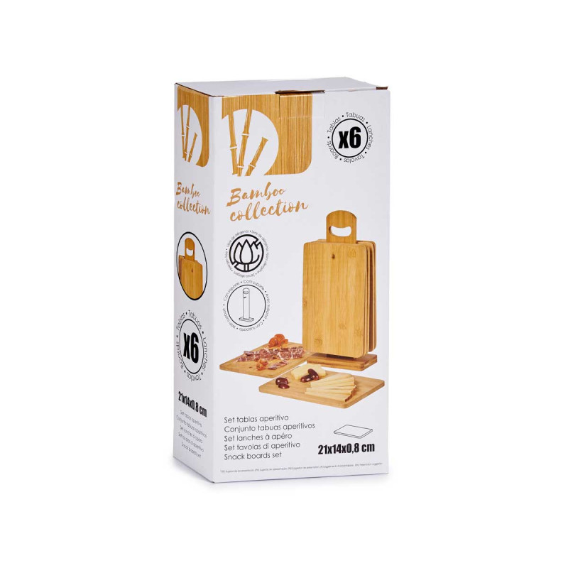 SET 6 TABLAS BAMBU CON SOPORTE