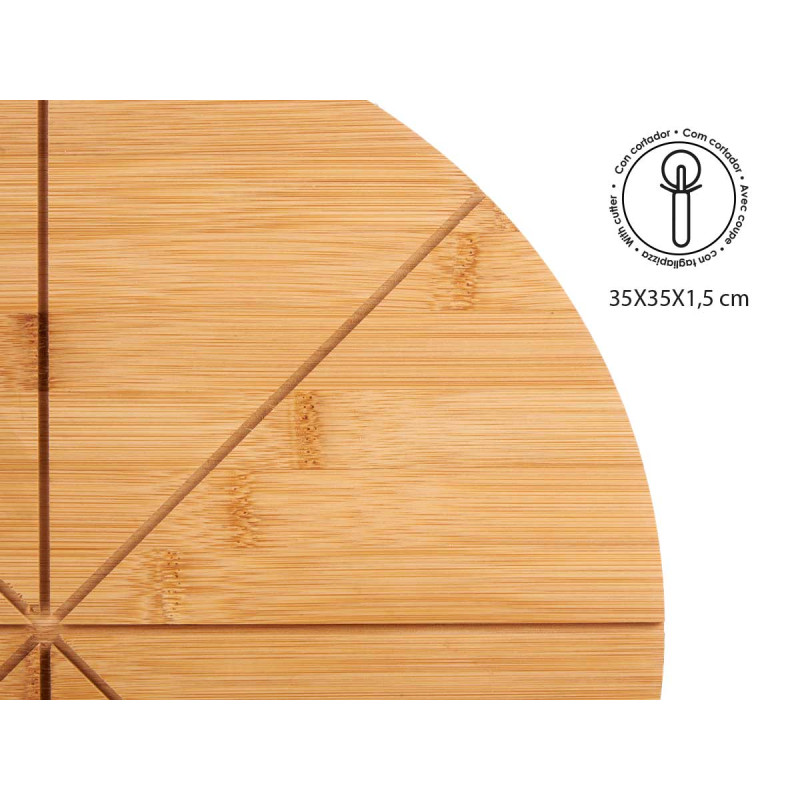 PLATO PIZZA BAMBU 35CM CON CORTA PIZZA BAMBU