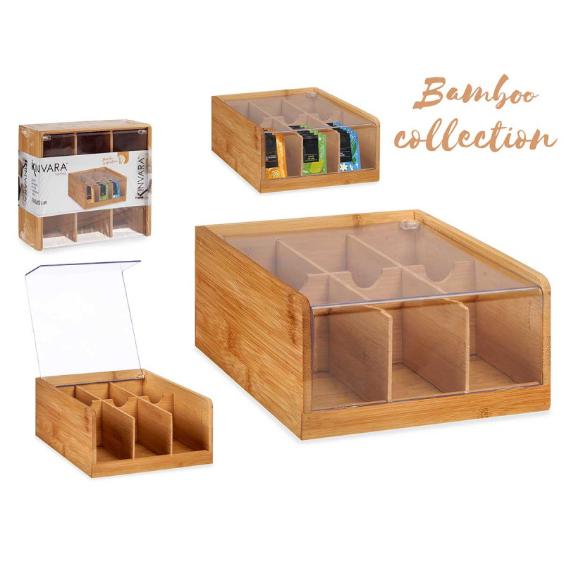 CAJA BAMBU 6 COMPARTIMENTOS 21,7CM