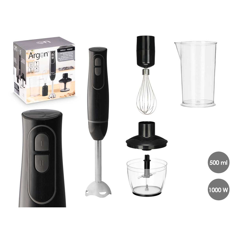 SET BLENDER AND ACCESSORIES BLACK GREY 1000W