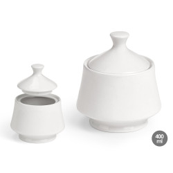 WHITE PORCELAIN SUGAR POT 400ML 