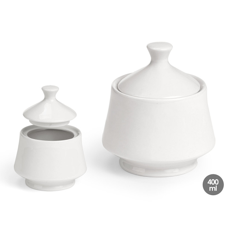 WHITE PORCELAIN SUGAR POT 400ML 