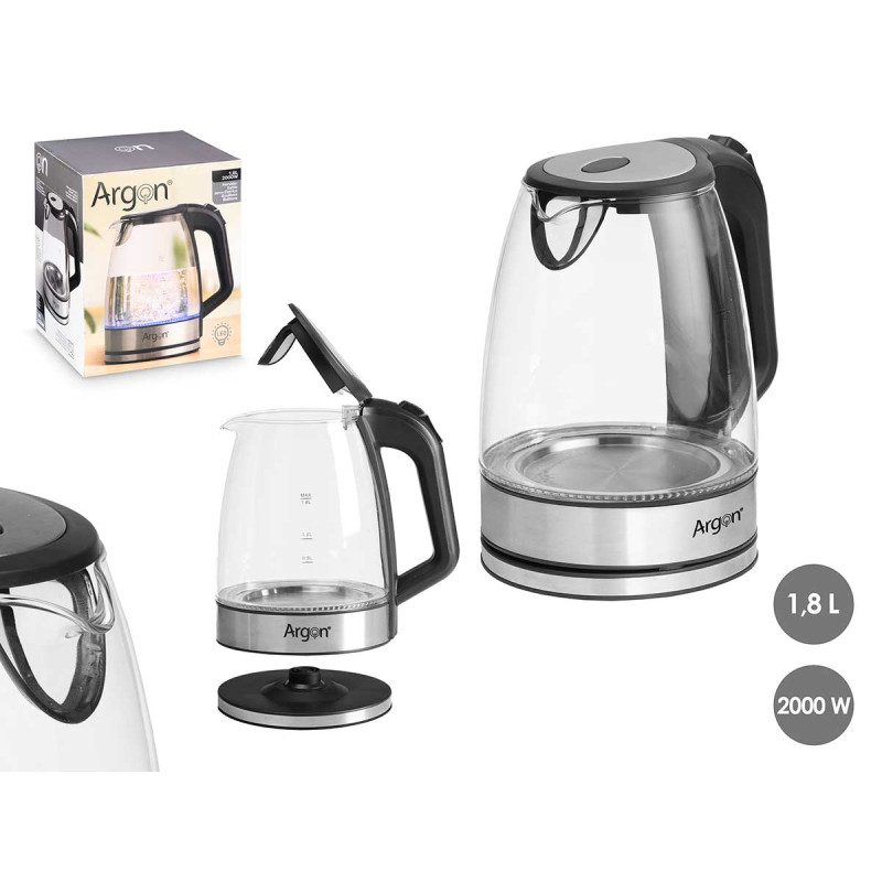 BOLLITORE VETRO ACCIAIO INOX 2000W 1,8L