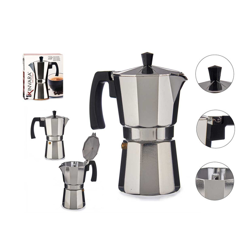 9 CUPS ALUMINIUM COFFEE MAKER WITH HANDLE 
