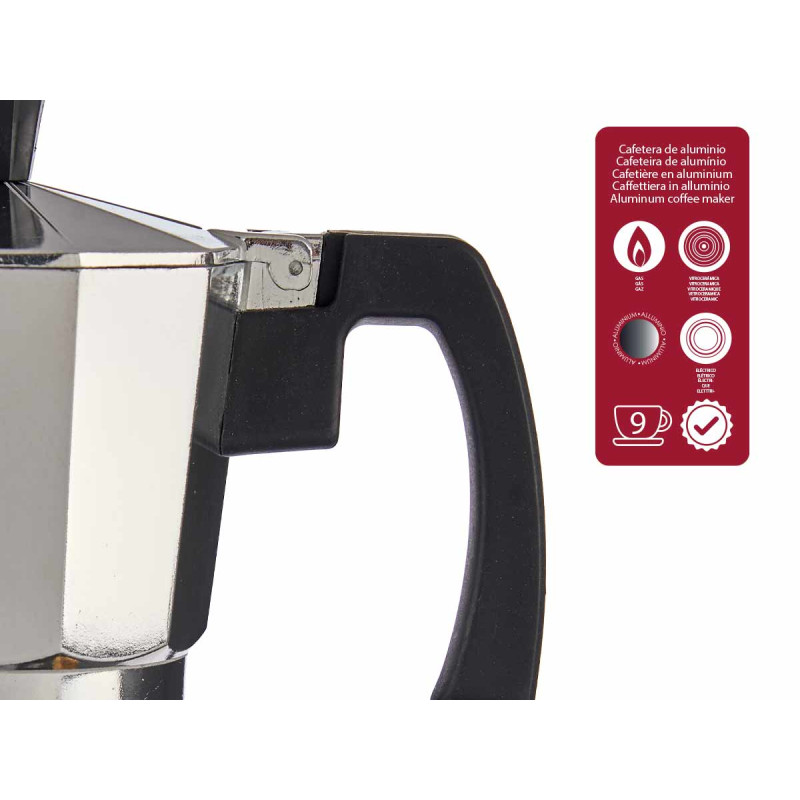 MOCA CAFFÈ ALLUMINIO 9 TAZZE CON MANIGLIA