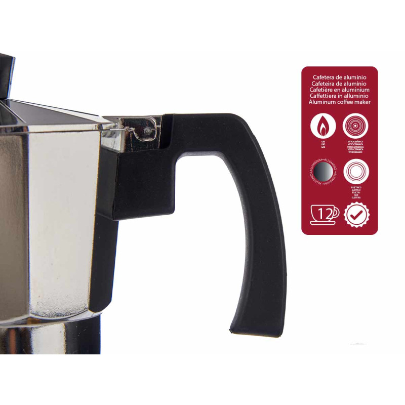 12 CUPS ALUMINIUM COFFEE MAKER WITH HANDLE 
