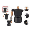 CAFETERA ALUMINIO 3 TAZAS NEGRA ASA MADERA