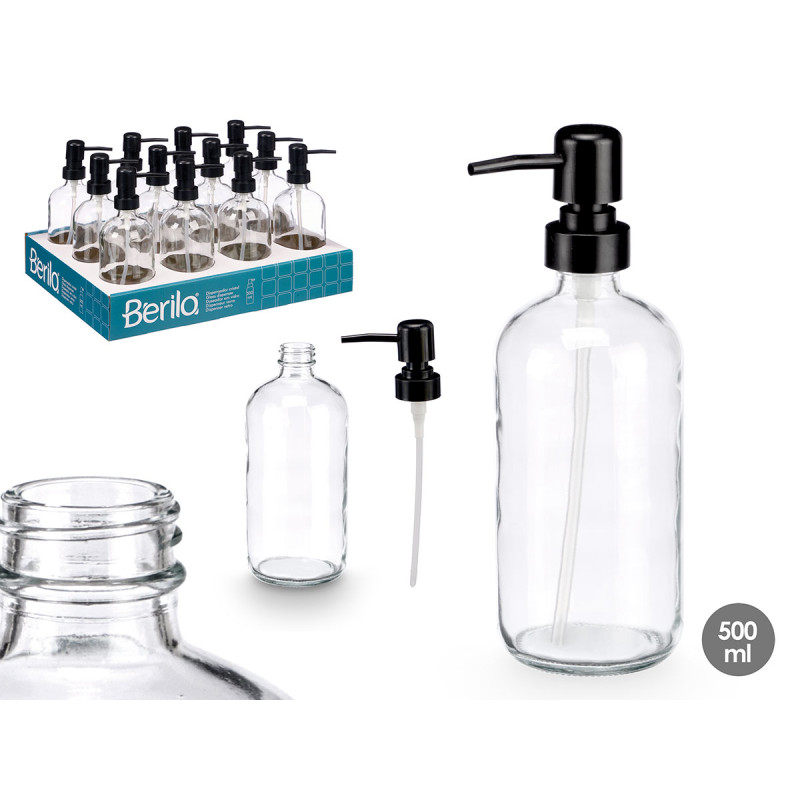 ROUND TRANSPARENT GLASS DISPENSER 500ML