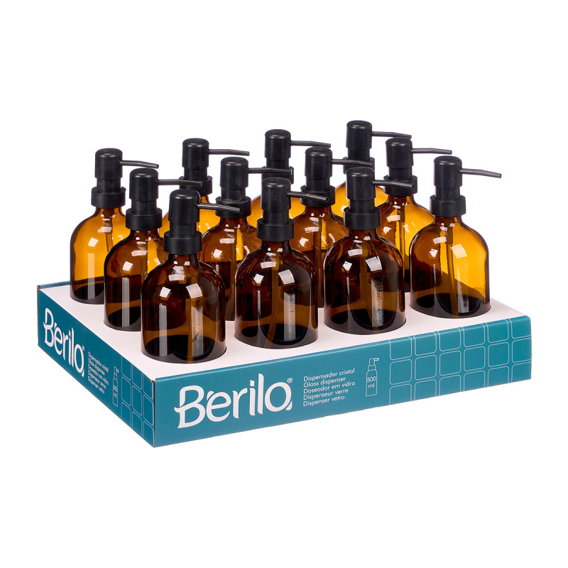 DISPENSEUR  VERRE ROND BRUN 500ML