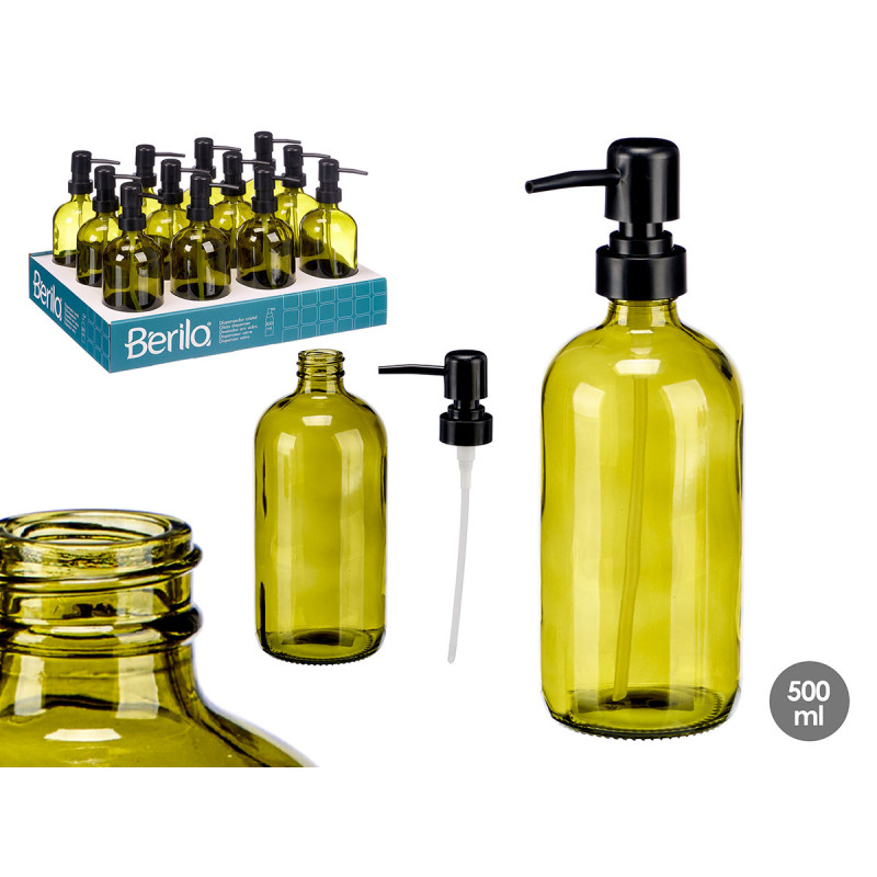 ROUND GREEN GLASS DISPENSER 500ML