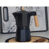MOCA CAFFÈ ALLUMINIO 3 TAZZE NERA MANIGLIA LEGNO