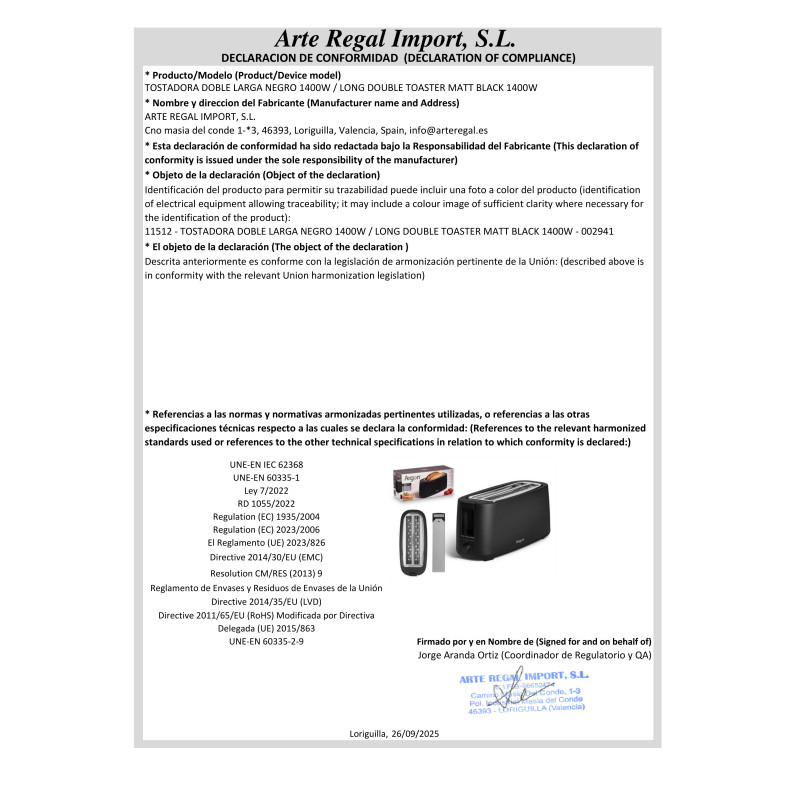 TORRADEIRA DUPLA PRETA MATE 1400W