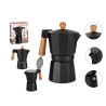 MOCA CAFFÈ ALLUMINIO 6 TAZZE NERA MANIGLIA LEGNO