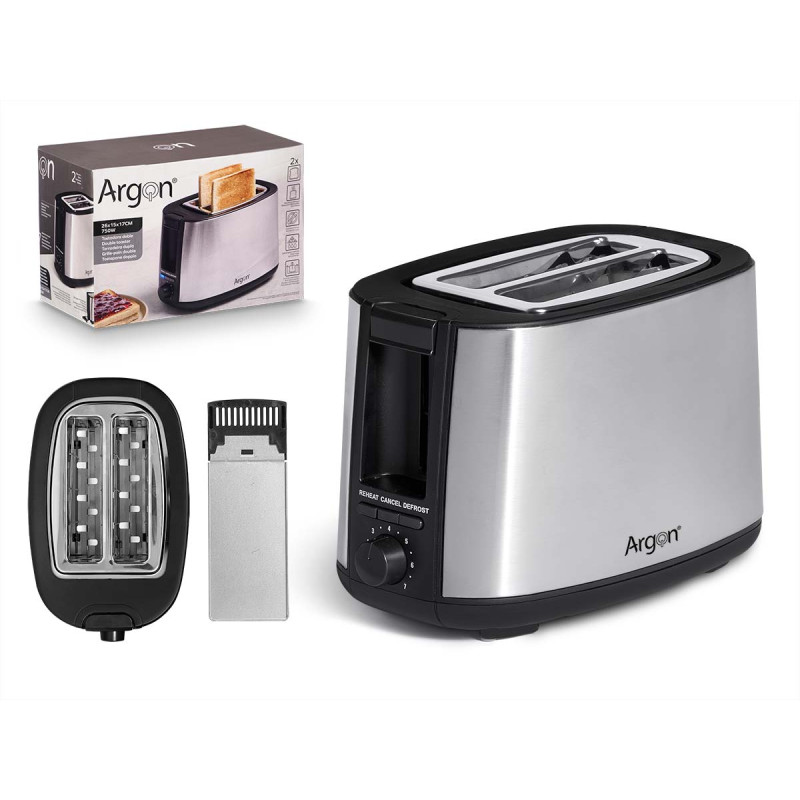TOSTADORA DOBLE ACERO NEGRO MATE 750W