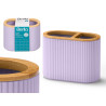 PORTE BROSSE A DENTS RAYURES DOUBLE BAMBOU LILAS