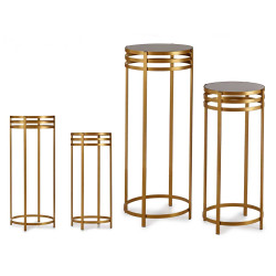SET 2 TALL TABLES BLACK AND GOLD