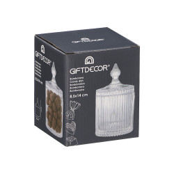 TAÇA DE VIDRO COM RISCAS PARA DOCES 8,5X14CM