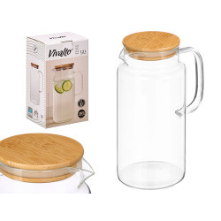 BROCCA ROTONDA BOROSILICATO COPERCHIO BAMBU 1,2L.