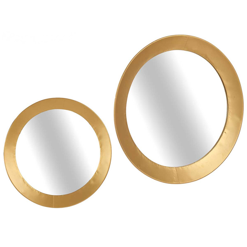MIROIR ROND DORE 90CM