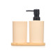 SET DISPENSER CUP BAMBOO BASE BEIGE