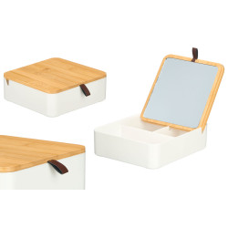 WHITE BAMBOO PLASTIC MIRROR ORGANIZER