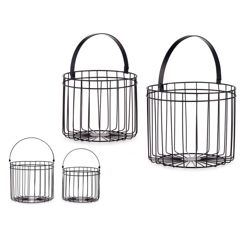 SET 2 BLACK CYLINDRICAL BASKETS