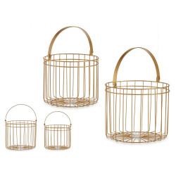 SET 2 GOLDEN CYLINDRICAL BASKETS