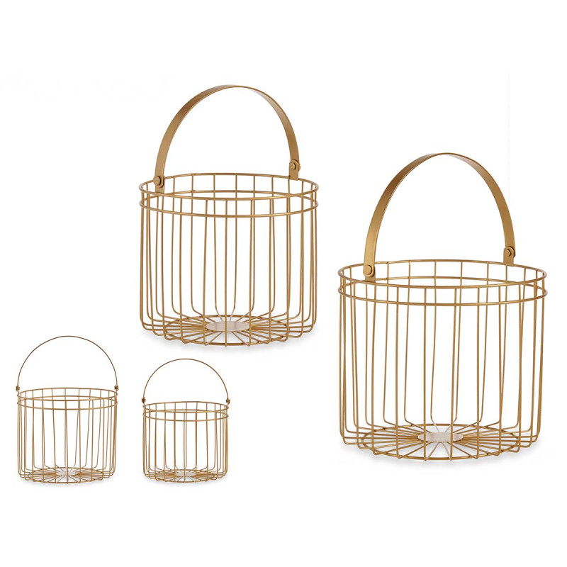 SET 2 GOLDEN CYLINDRICAL BASKETS