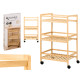 3 TIER WIDE BAMBOO TROLLEY WHEELS