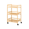 3 TIER WIDE BAMBOO TROLLEY WHEELS