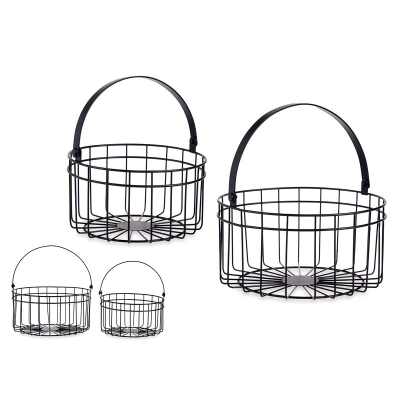 SET 2 BLACK ROUND BASKETS