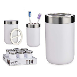 PORTA ESCOVA DE DENTES PRATEADO BRANCO