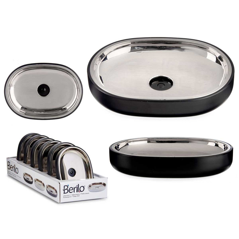 SILVER BLACK SOAP DISH 