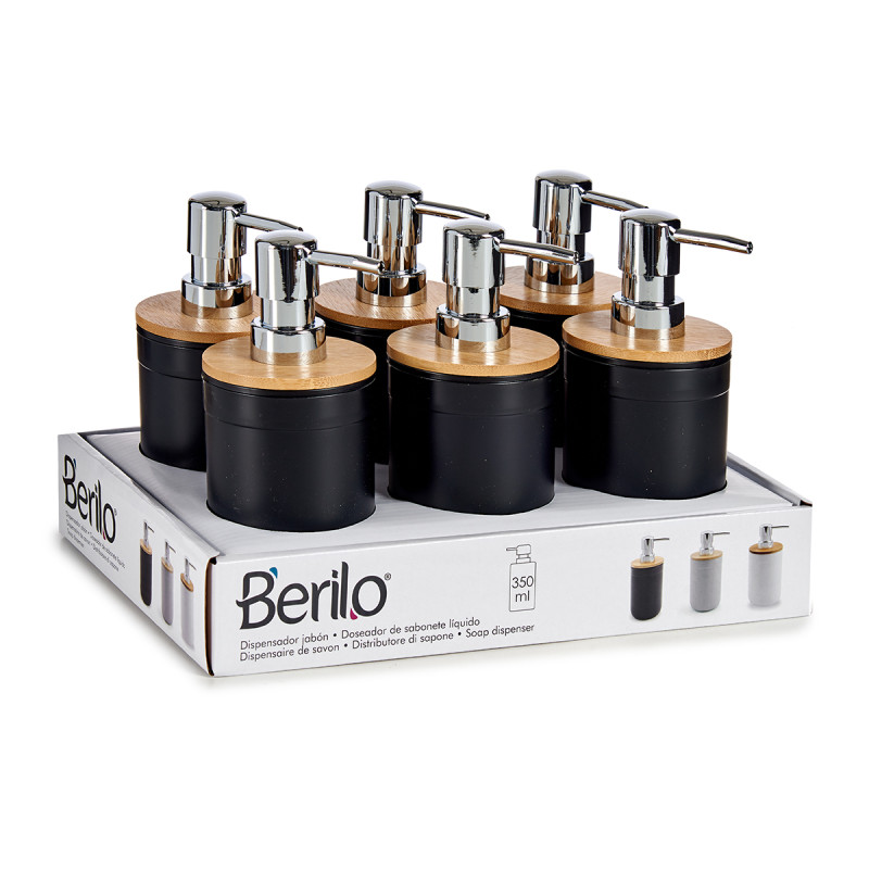 DOSIFICADOR NEGRO CON TAPA BAMBU