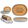 JABONERA GRIS CON TAPA BAMBU
